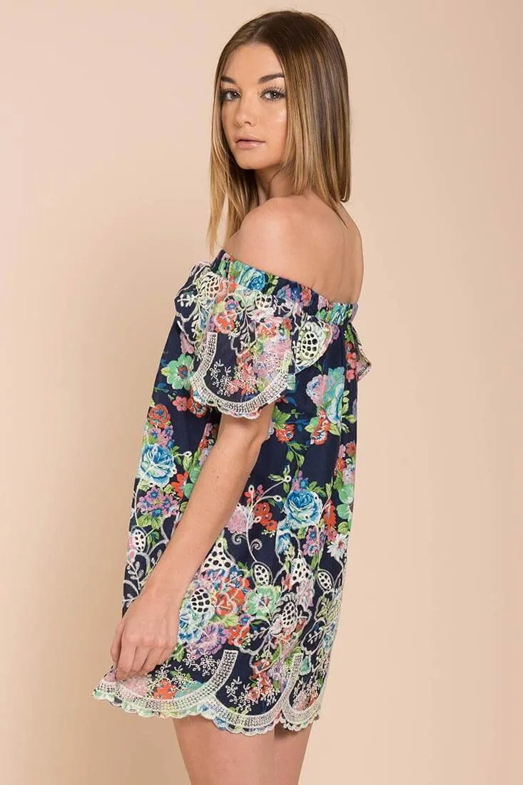 Bryden Open Shoulder Dress Navy